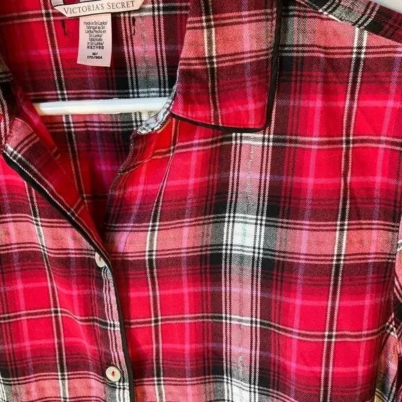 Vintage Victoria’s Secret Plaid And Lace Nightie, M Red Christmas - Picture 10 of 14